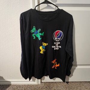 Grateful Dead Shirt Men's Long Sleeve Dancing Bears Steal Your Face Black